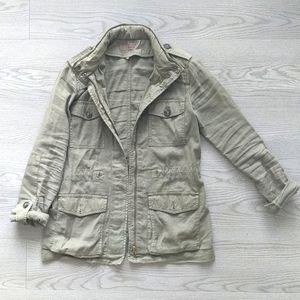 Cotton Military Style Shirt Jacket w/ Hidden Hood